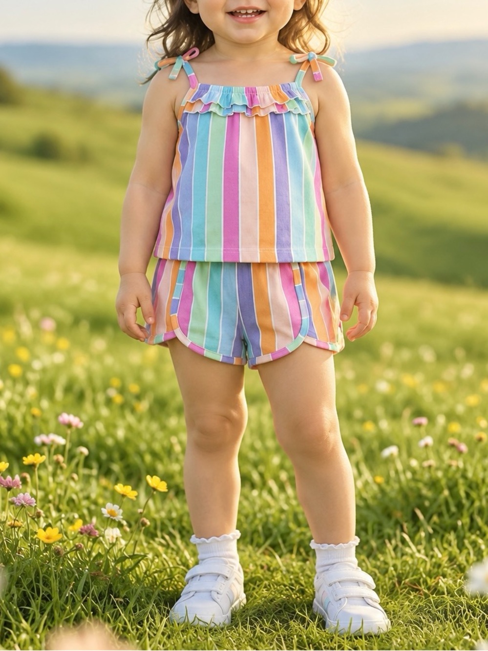 Rainbow Stripe Tank & Shorts Set